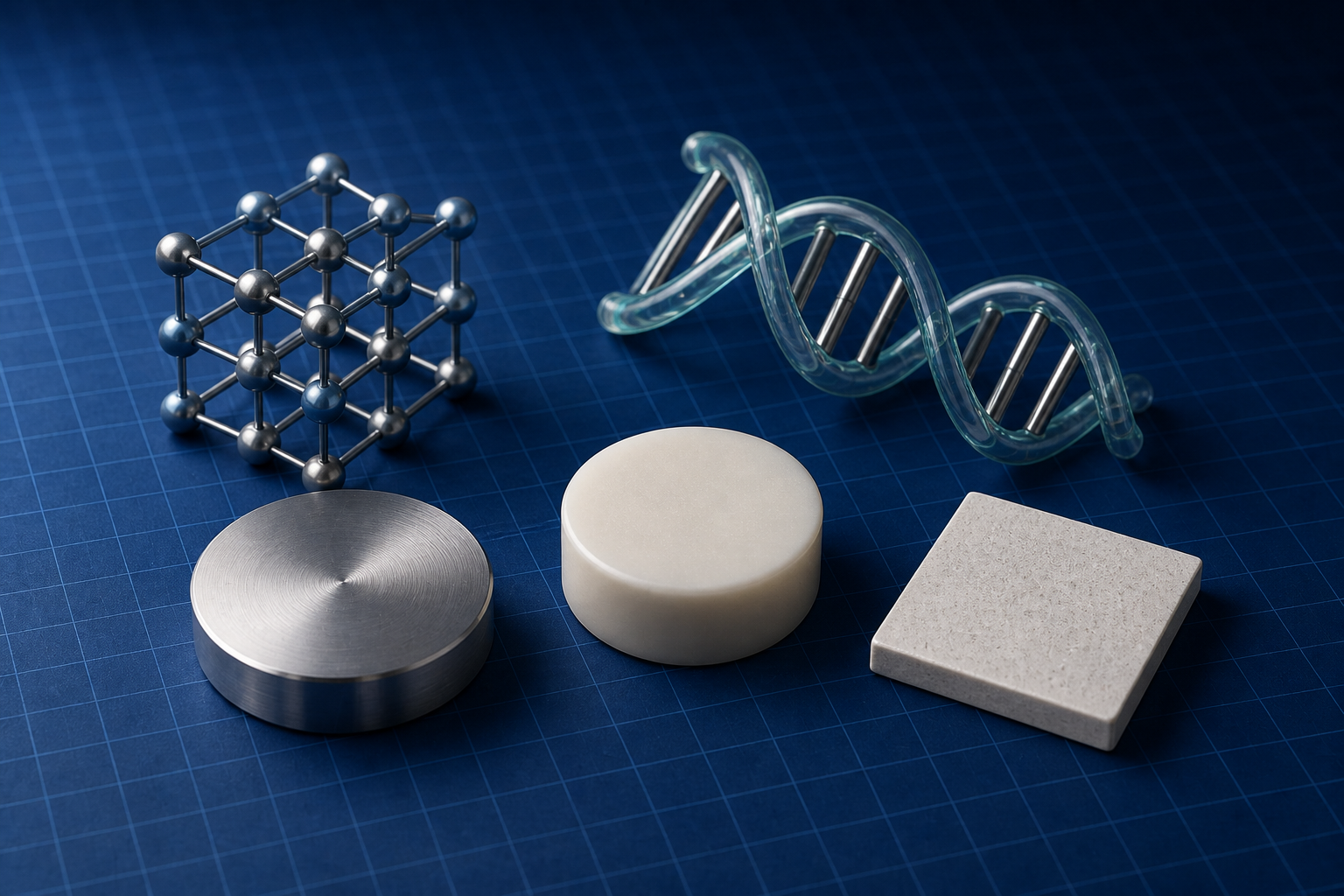 Biomaterials: implant coupons and molecular lattice