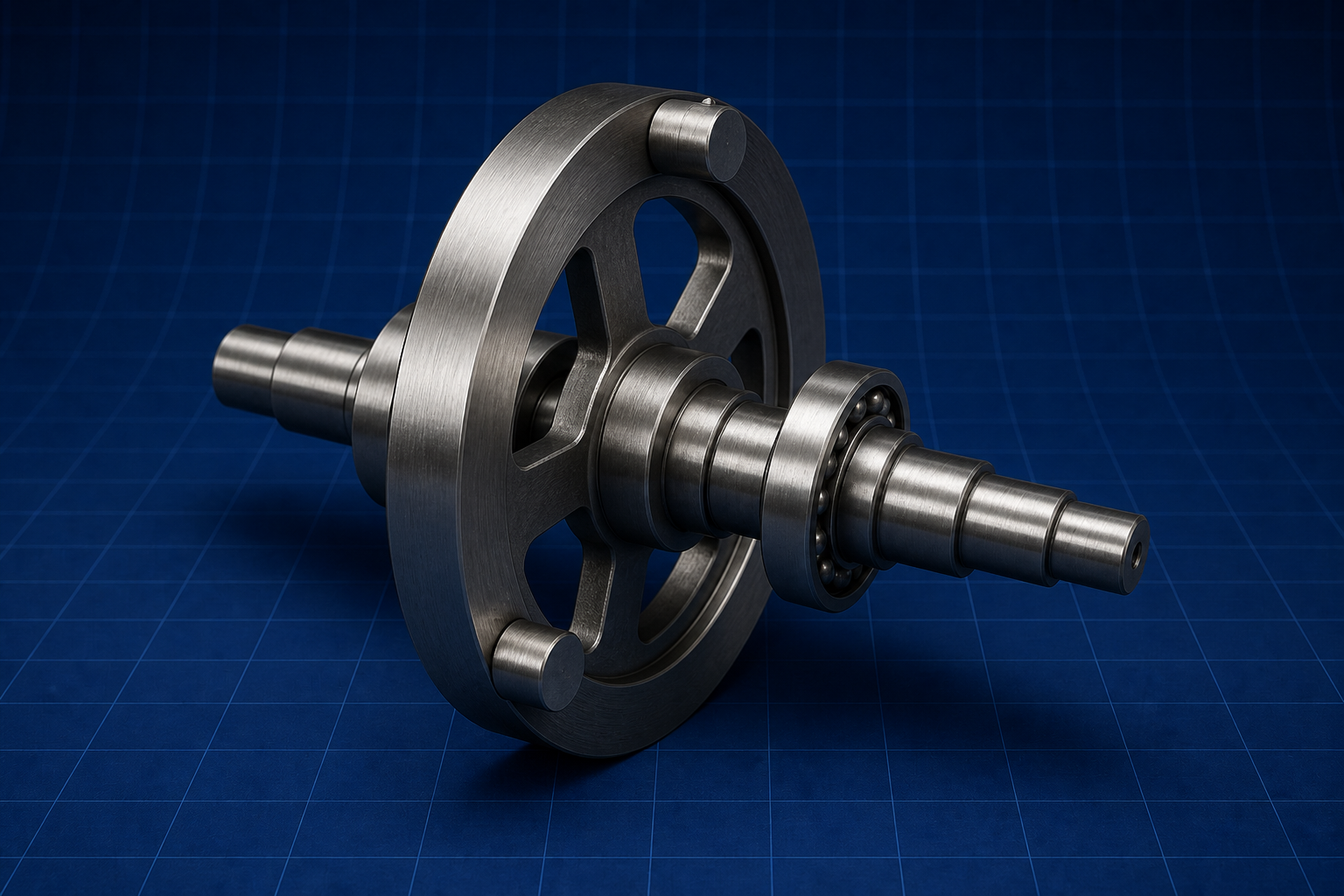 Dynamics of Machines: flywheel with balance masses
