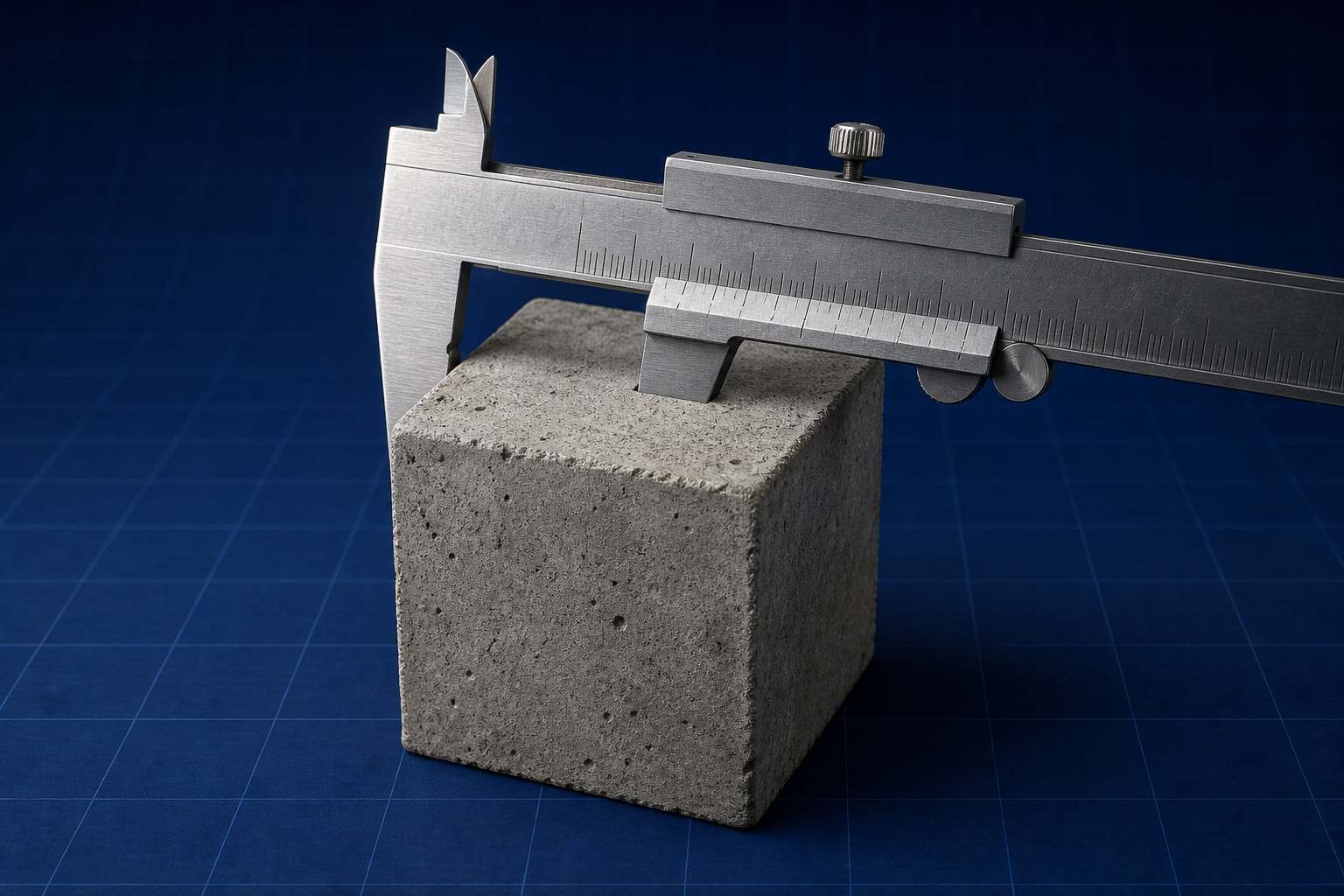 Estimation and Costing: steel scale on a concrete cube