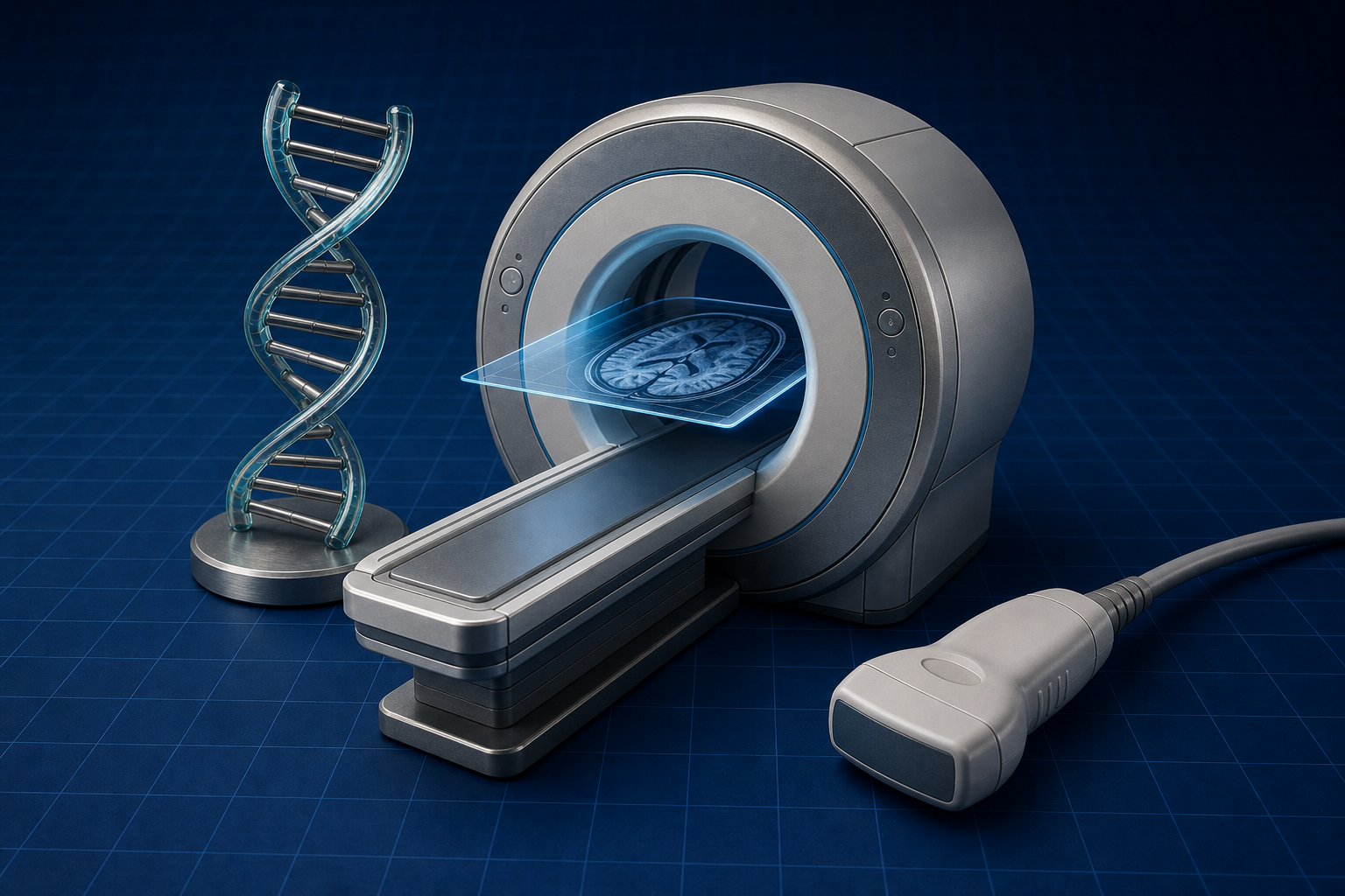 Medical Imaging: MRI gantry and ultrasound probe