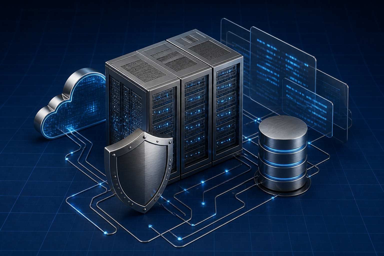 IT & Software: server, code, cloud, and circuits