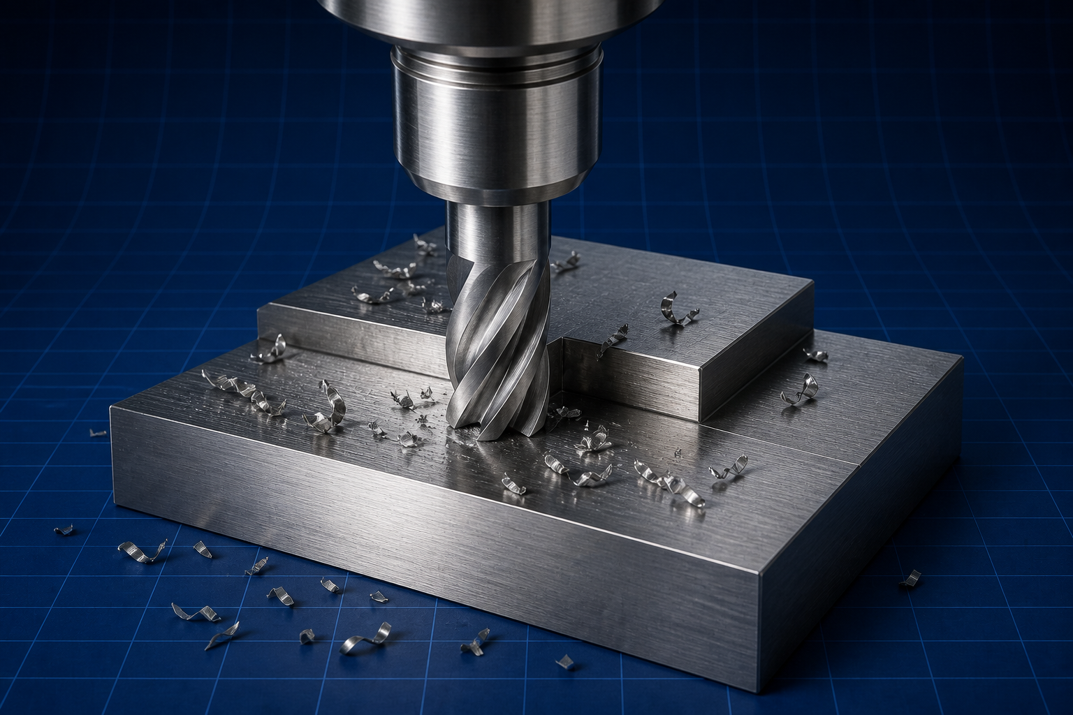 Manufacturing Processes: end mill and workpiece