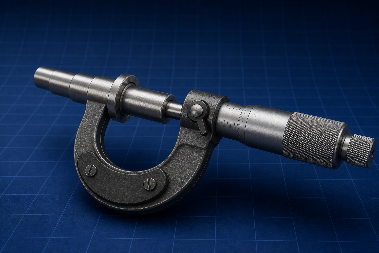 Metrology: micrometer measuring a pin