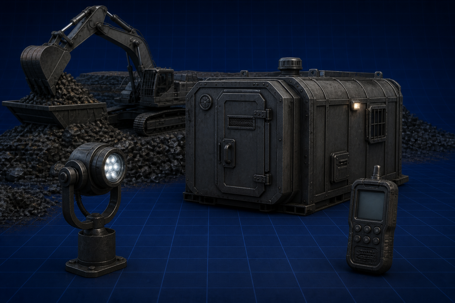 Mine Safety: refuge chamber and cap lamp