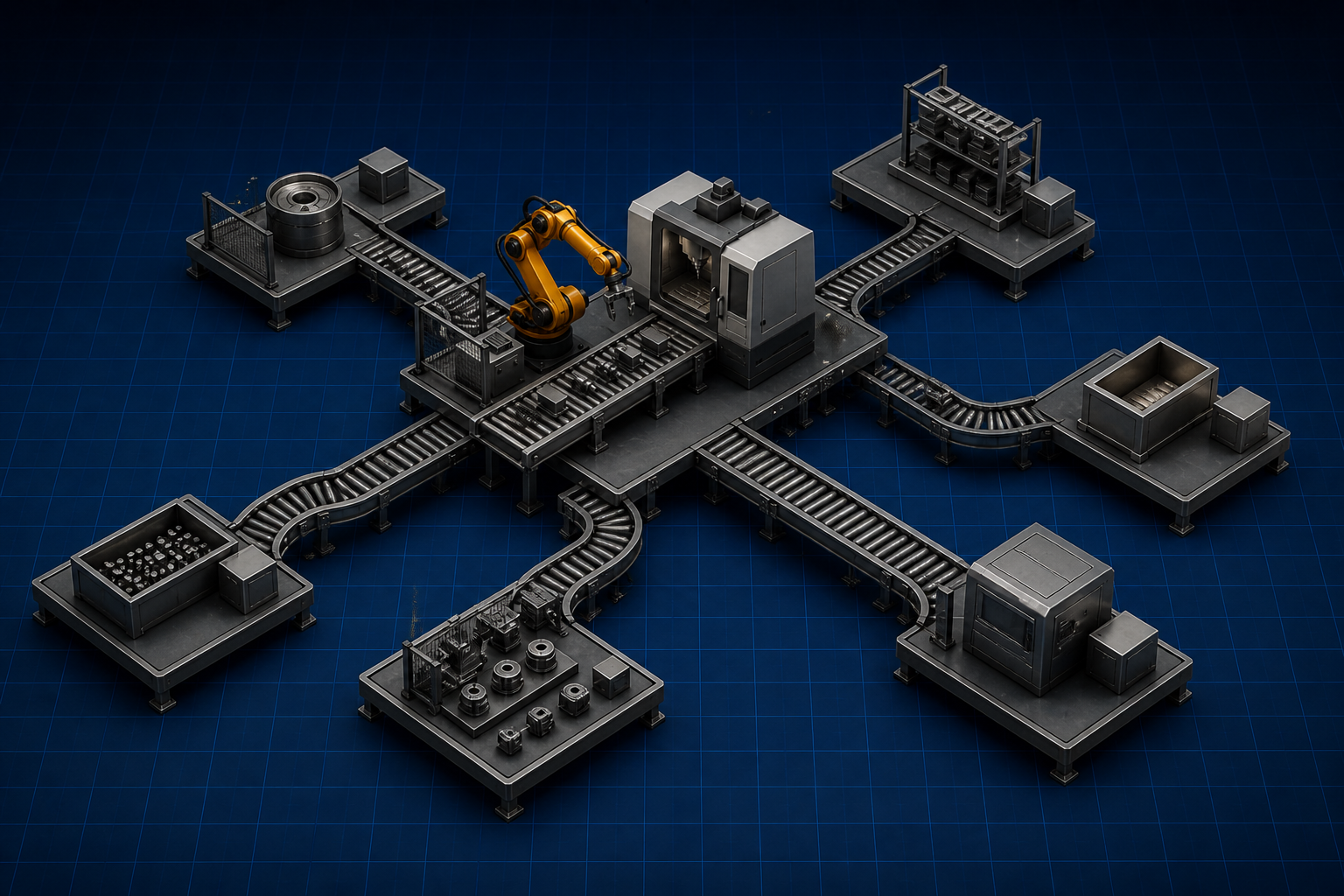 Operations Research: factory nodes and conveyor network