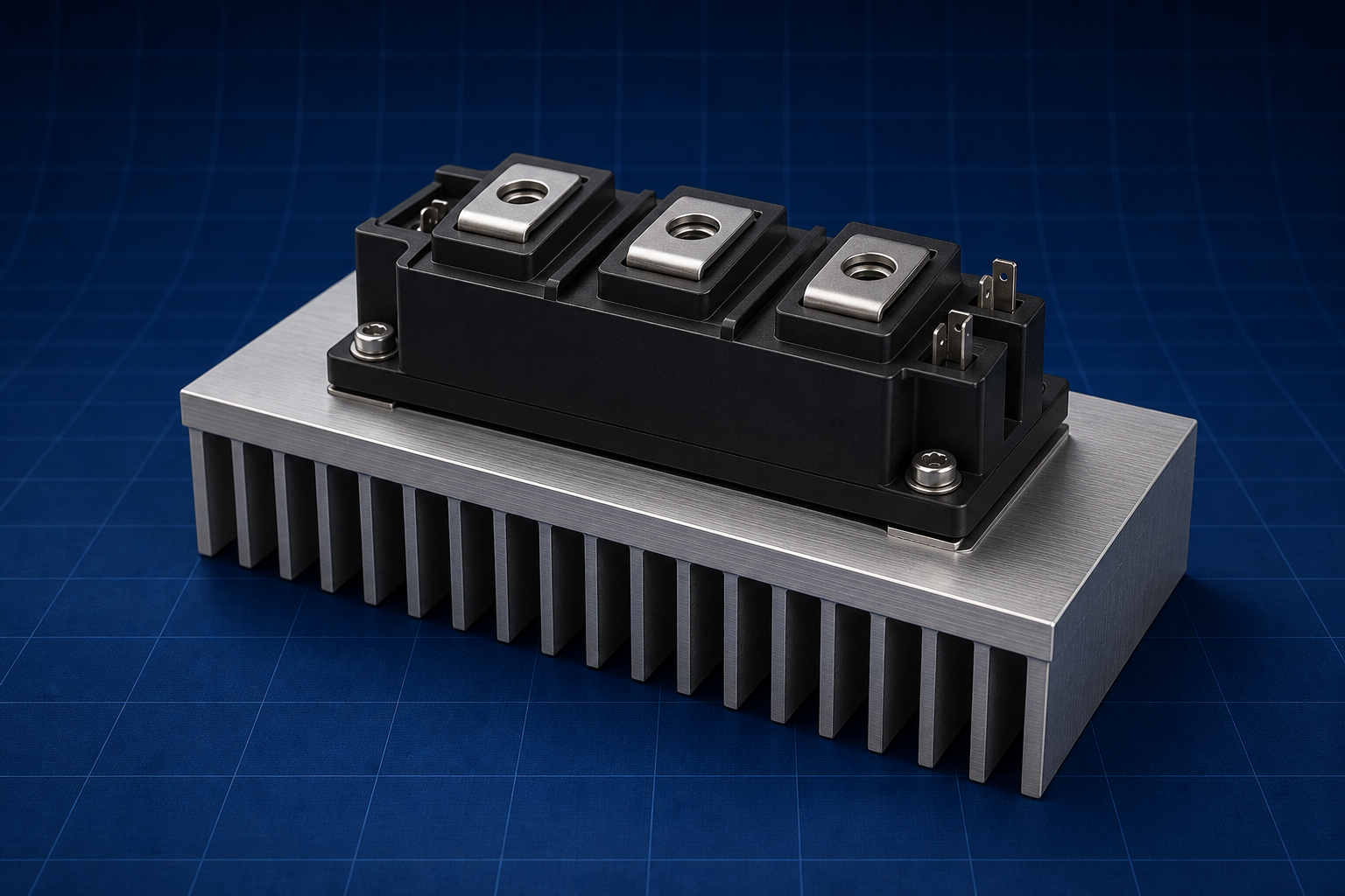 Power Electronics: IGBT module on a heatsink