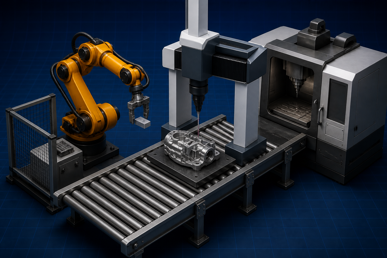 Quality Engineering: CMM probe on a production line