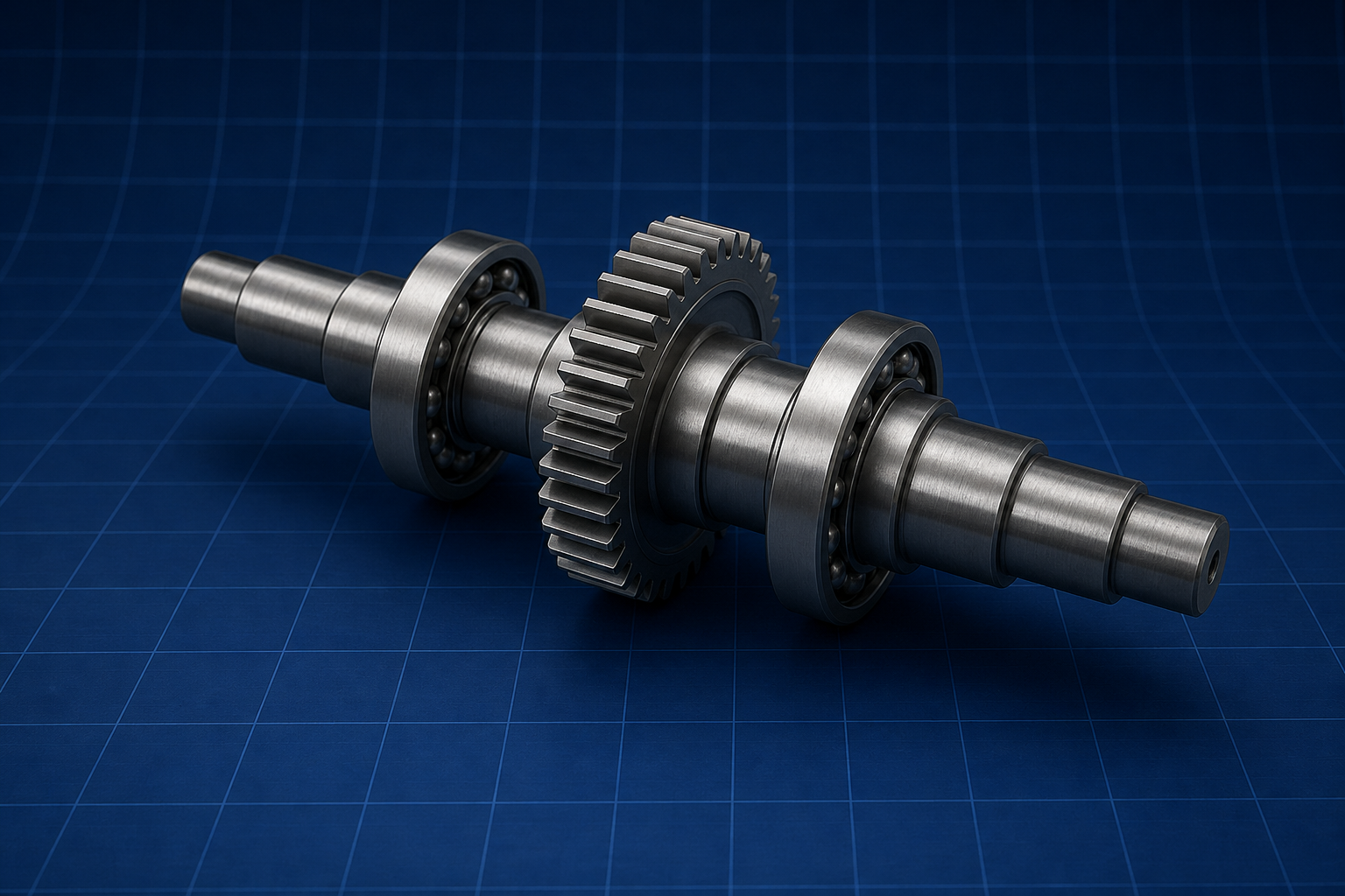 Strength of Materials: shaft assembly with spur gear and bearing housings
