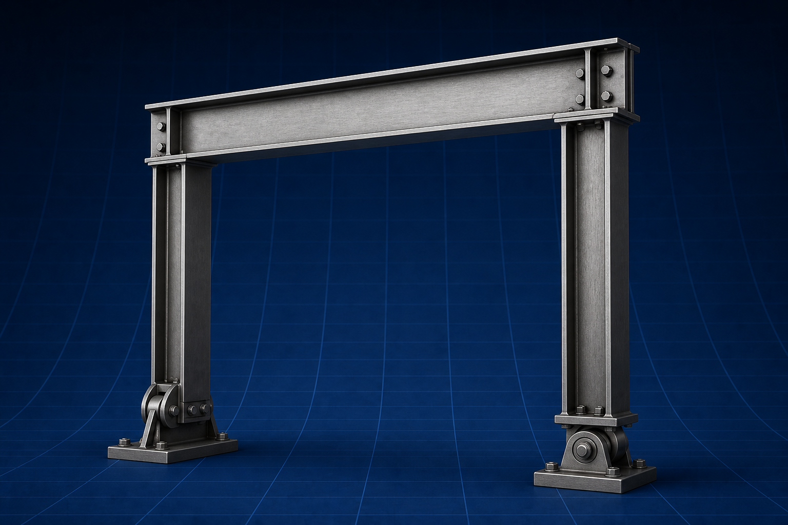 Structural Analysis: steel portal frame with I-beam members