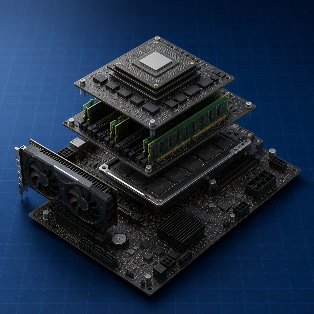 Stacked cache and RAM — Memory Hierarchy