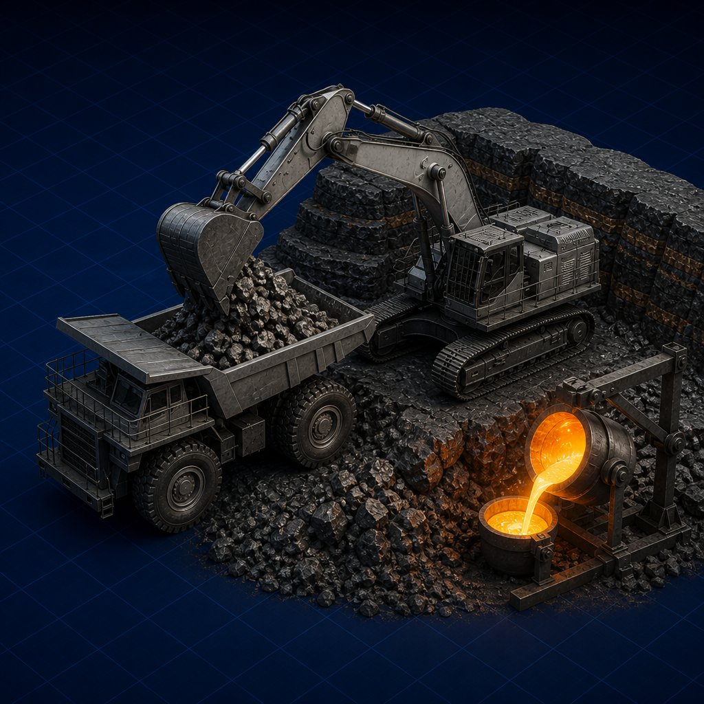 Furnace pouring molten metal — Pyrometallurgy