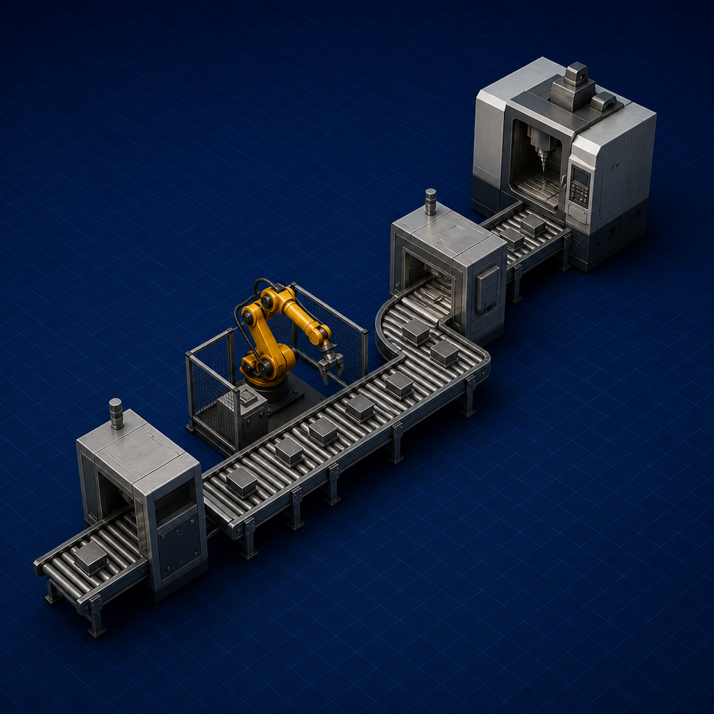 Process blocks on a conveyor — Value Stream Mapping
