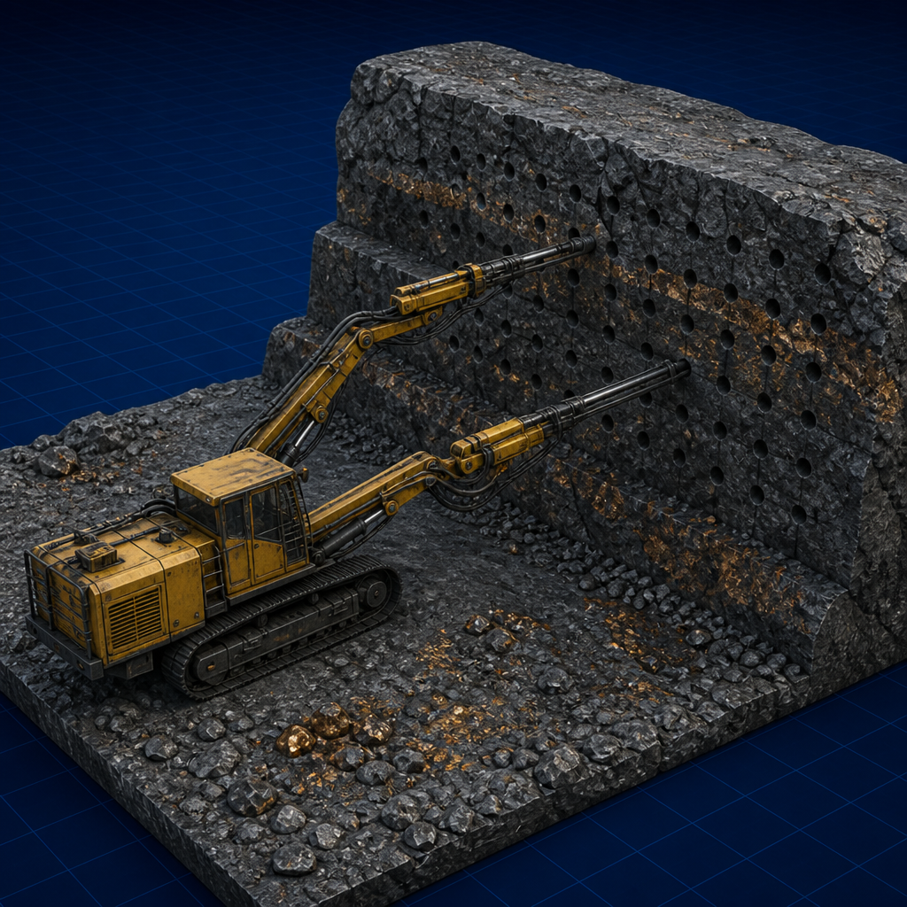 Drill jumbo and blast holes — Drilling and Blasting