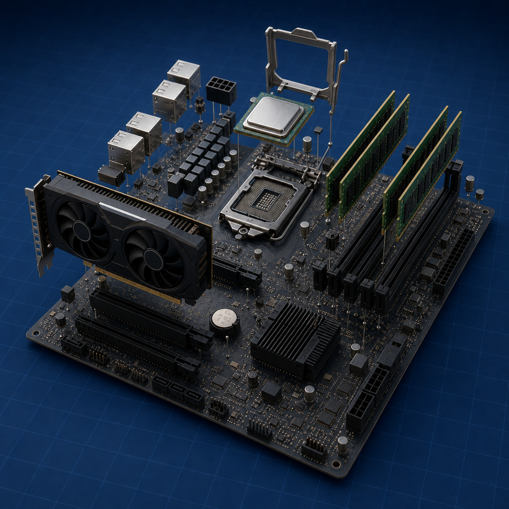 Exploded components over pads — Component Placement