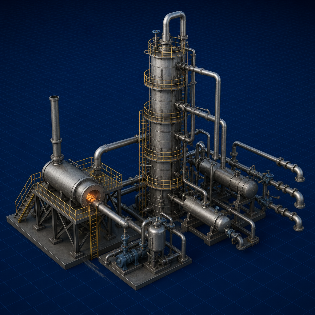 Distillation column and furnace — Crude Distillation Unit