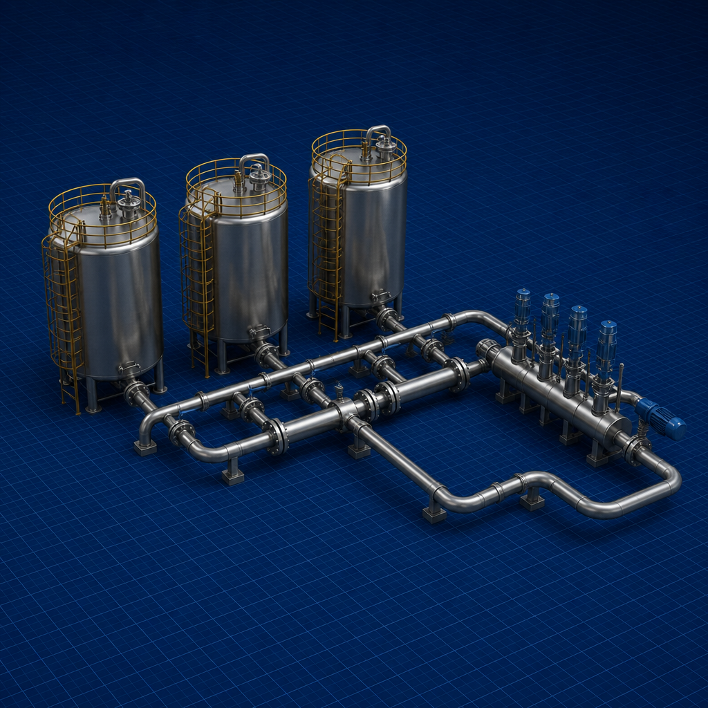 Blending manifold and tanks — Refinery Product Blending