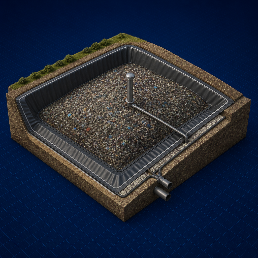 Landfill cell with liner — Landfill Design