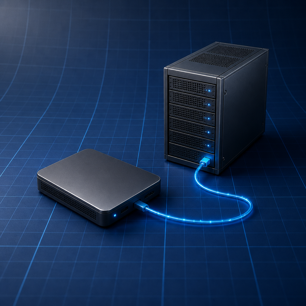 Two boxes with a cable — Client Server Architecture