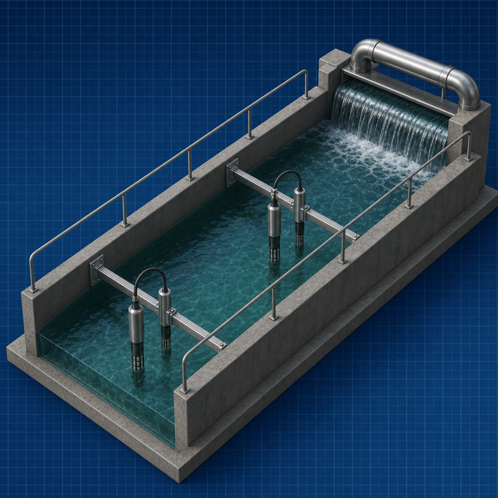 Probes in a clear water channel — Water Quality Parameters