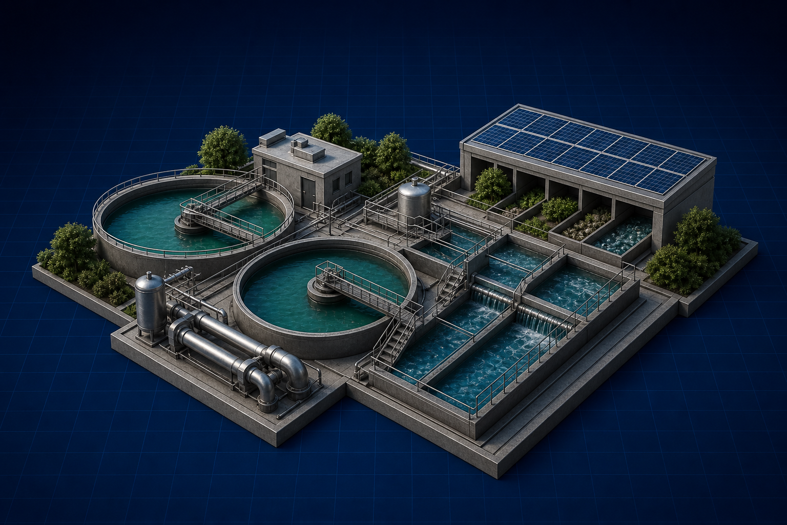 Water Treatment: clarifiers and solar roof